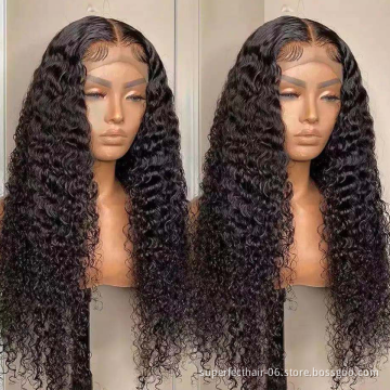 Cheap Wholesale Transparent HD Lace Human Hair Wig With Curly Wave Brazilian Virgin Hair For Black Women Lace Front Wig